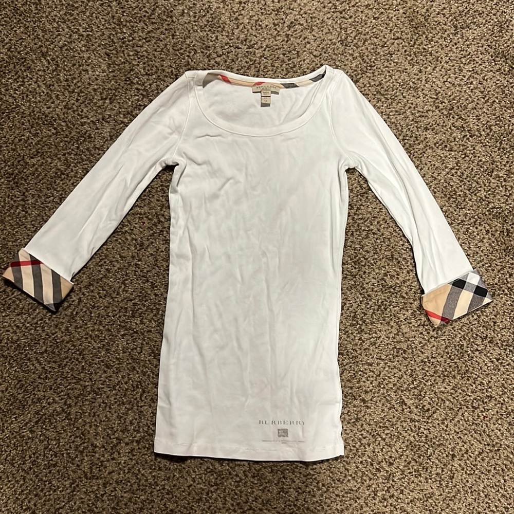 Burberry white rolled cuff tee